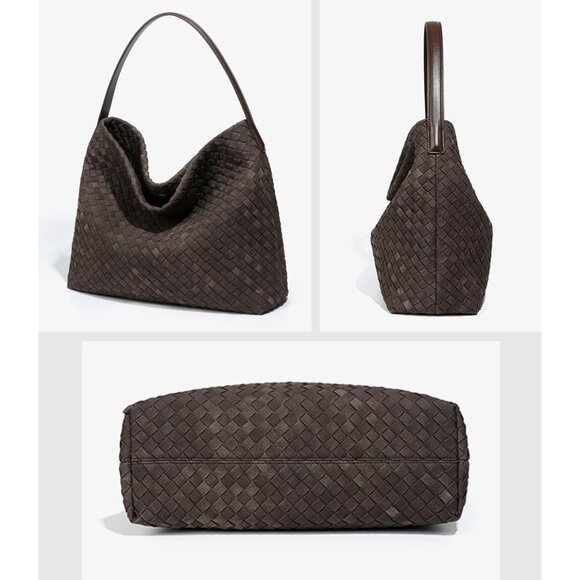 Trendy Woven Suede Tote with Detachable Strap - Ideal for Daily Adventures - Picture 6 of 7